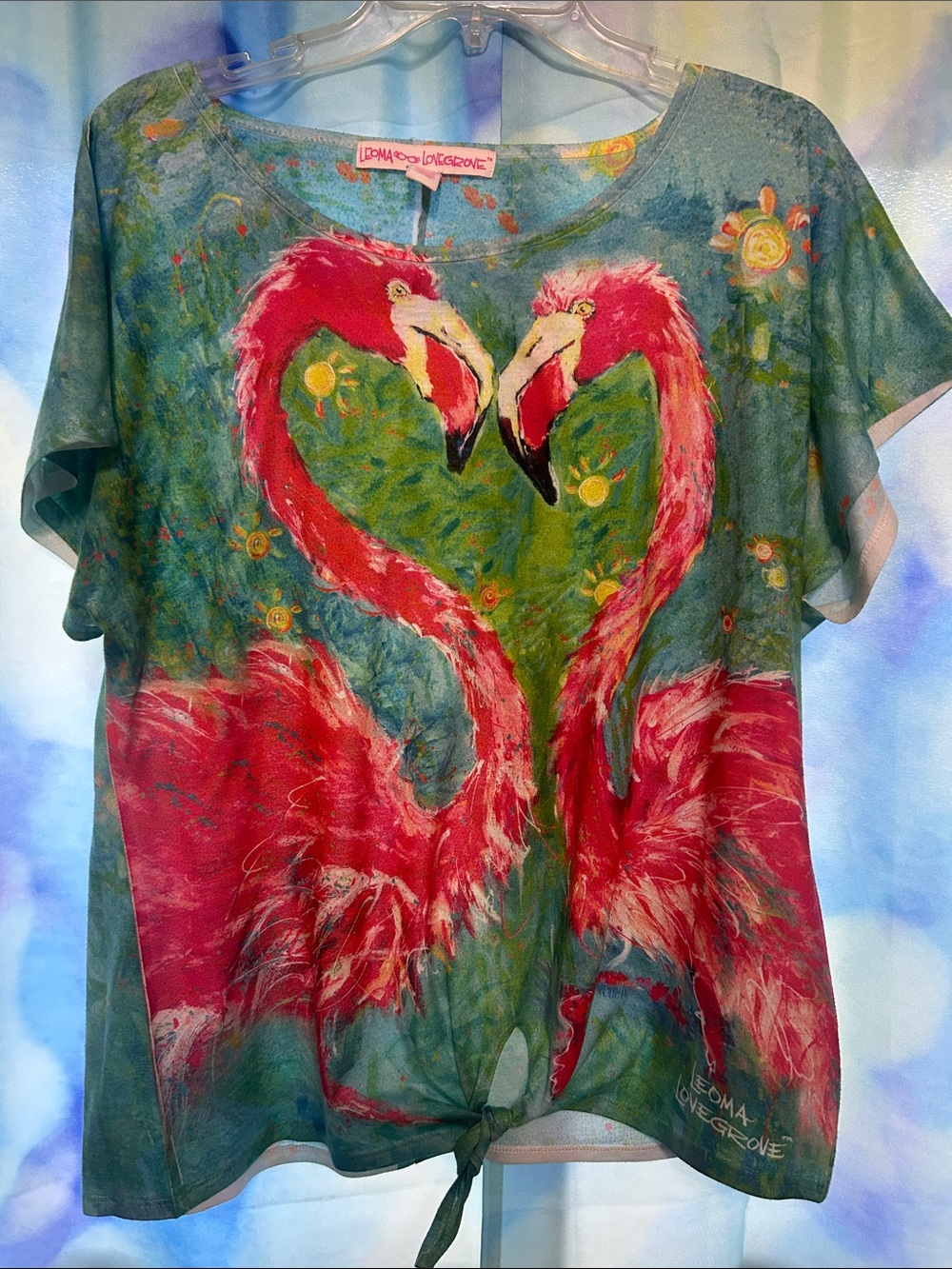 Leoma Lovegrove Tie Front Flamingo Top, XL